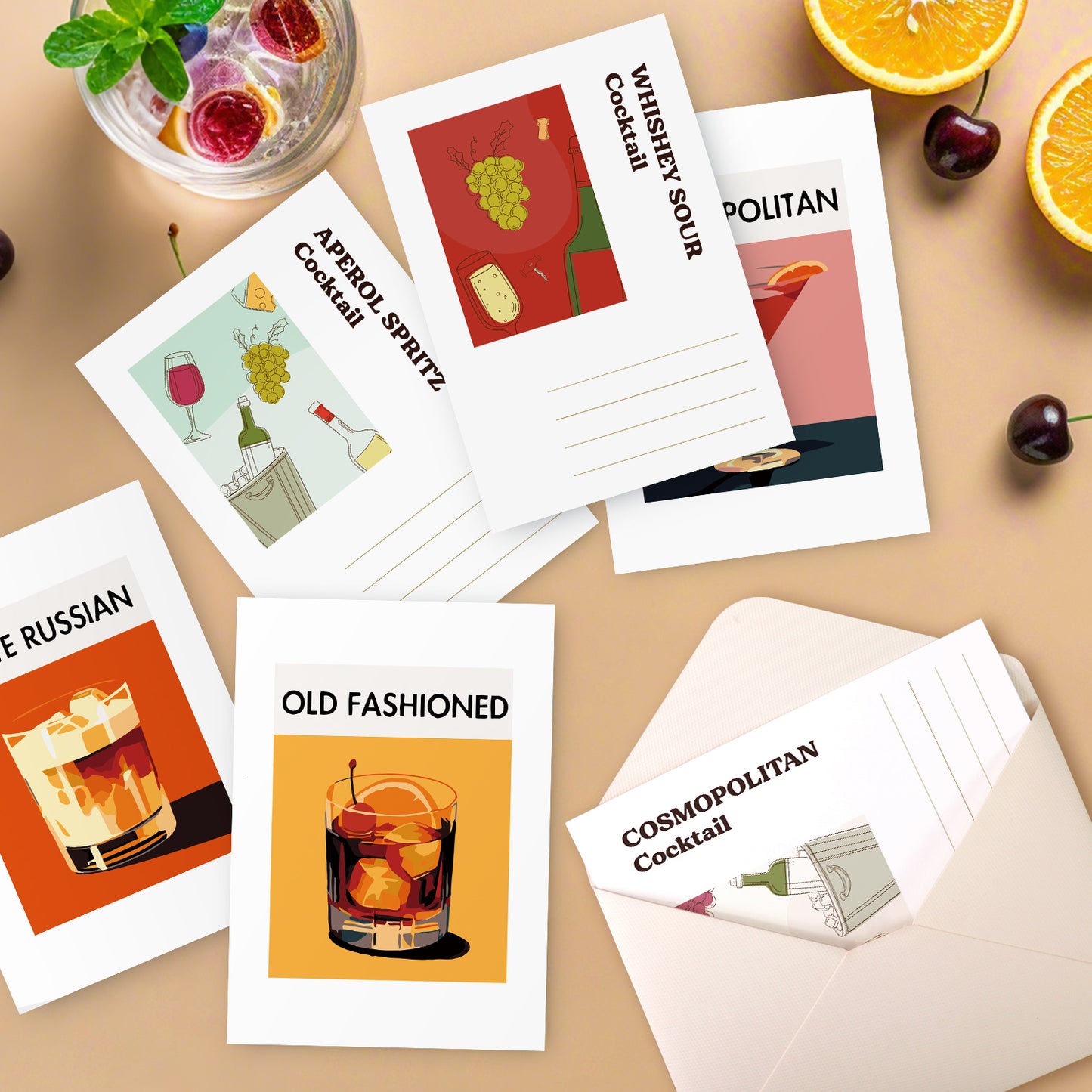 Cocktail PBN Poster Card