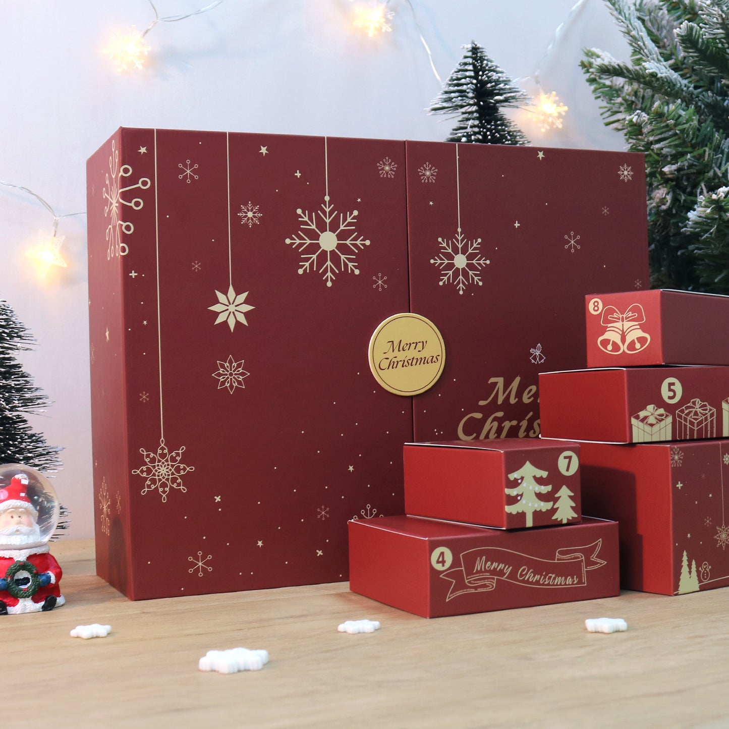 Red Snowflake Christmas-PBN Calendar Gift Box