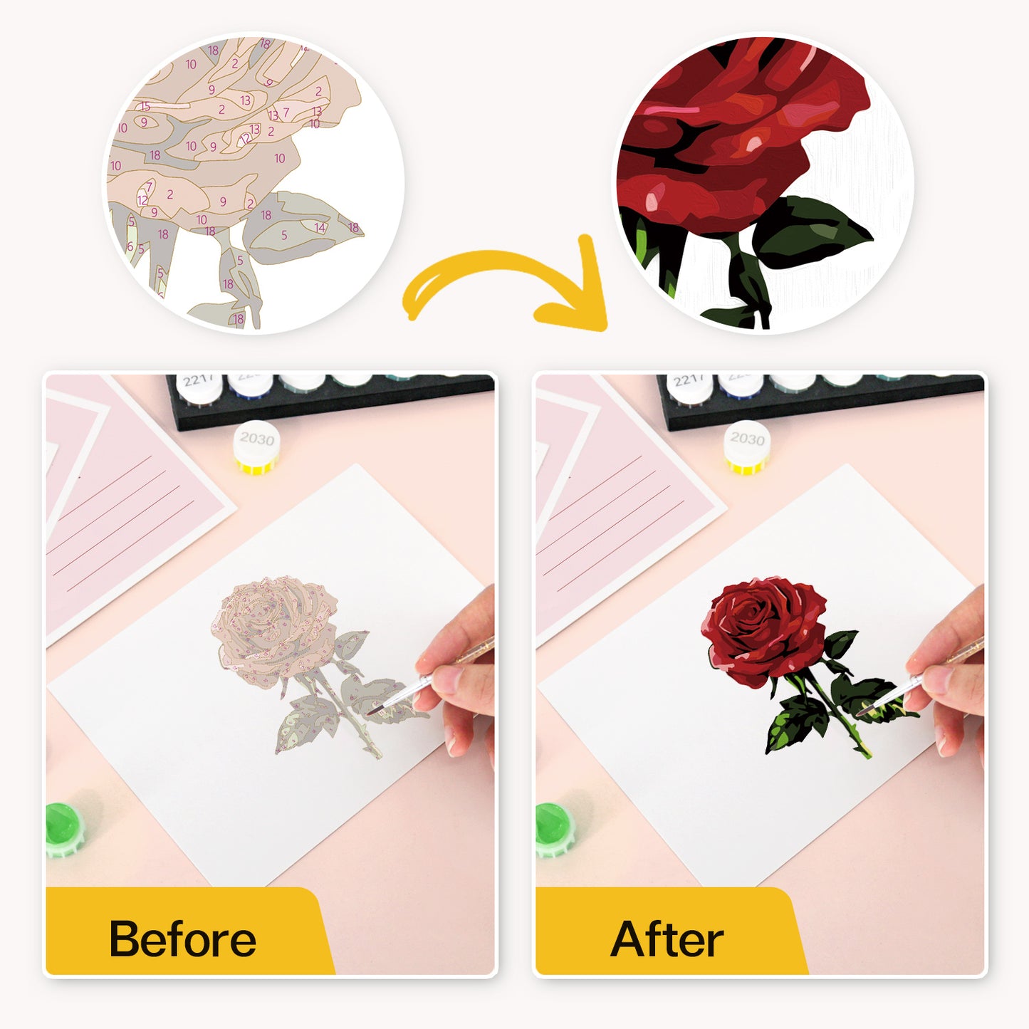 Rose PBN Poster Card