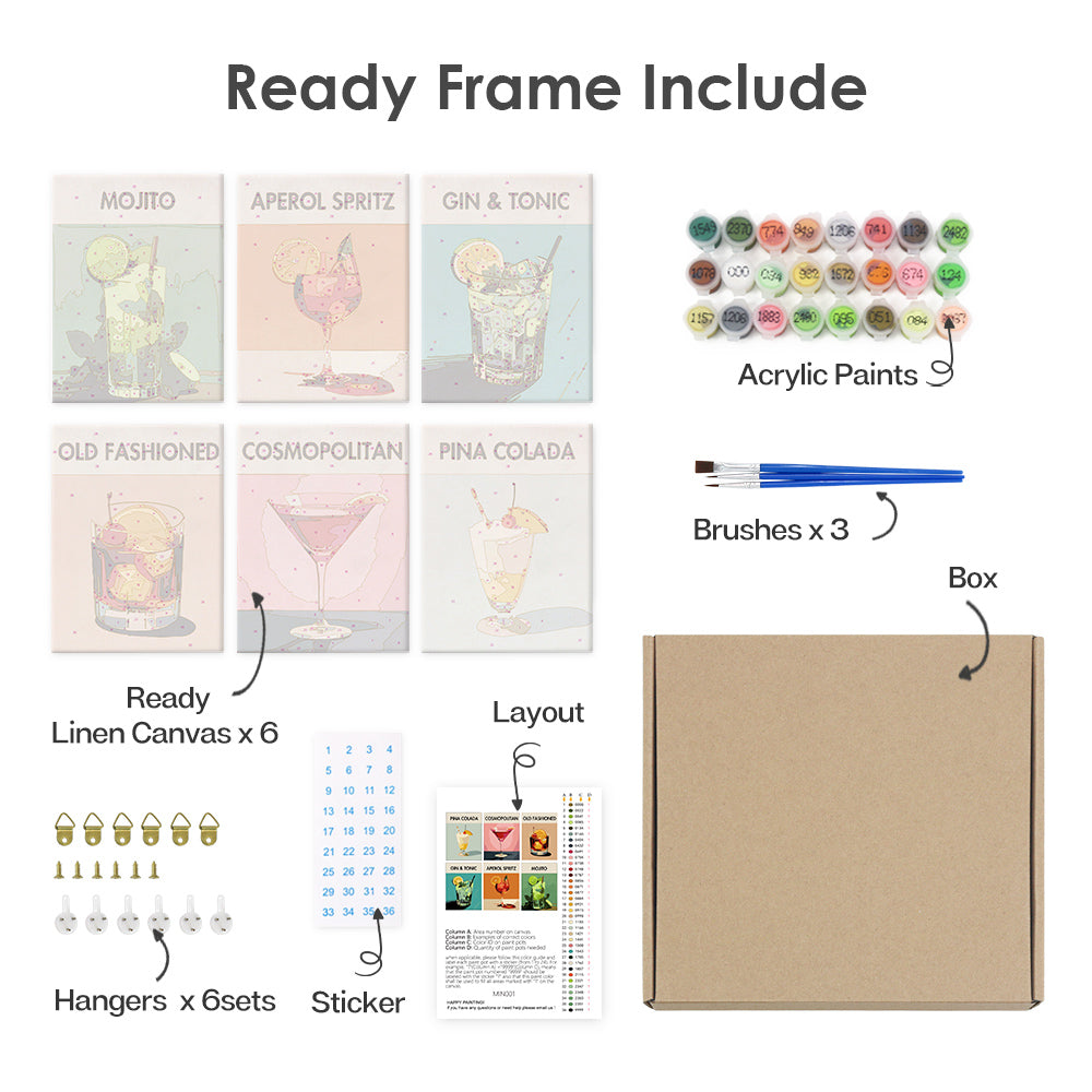 Mini Paint by Numbers Series - 6-in-1 Set (6"x8" / 15x20cm)#2