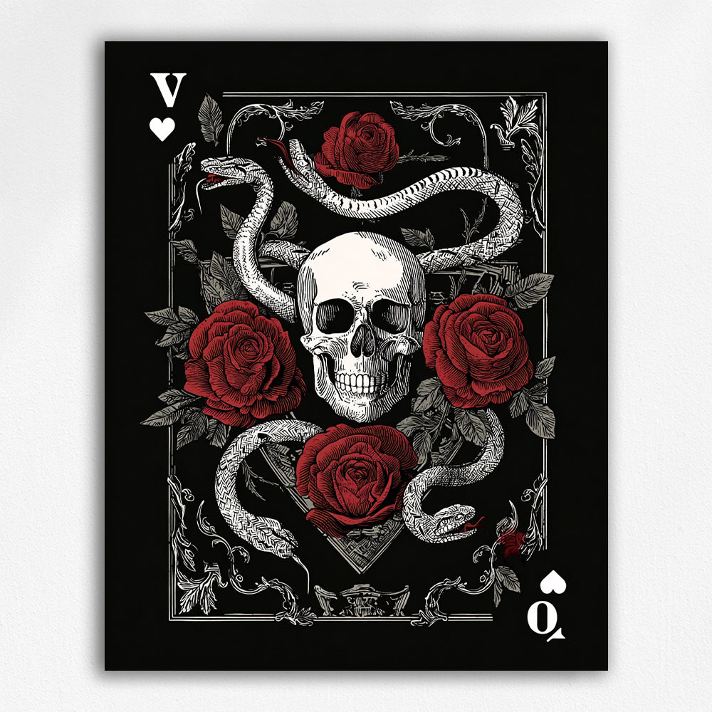 Skull with Serpents and Roses