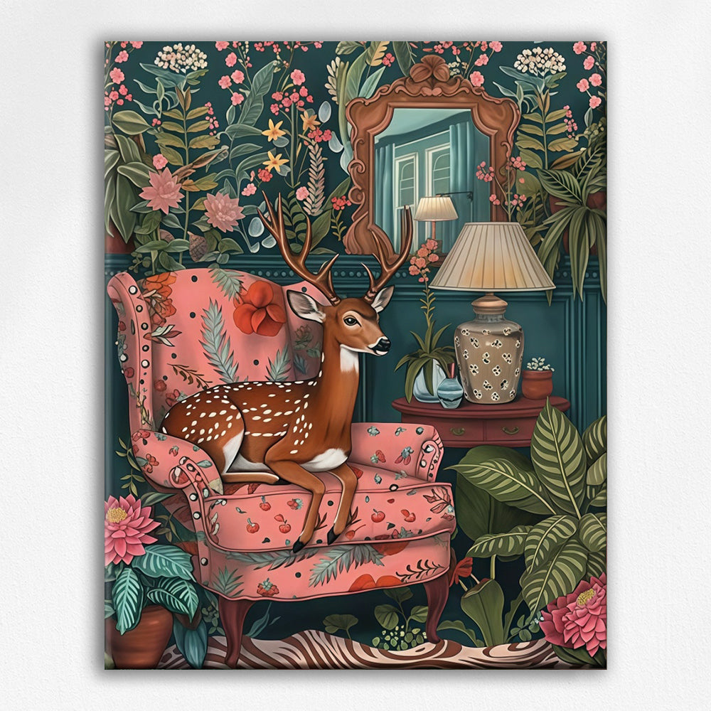Deer’s Charming Floral Armchair Nook
