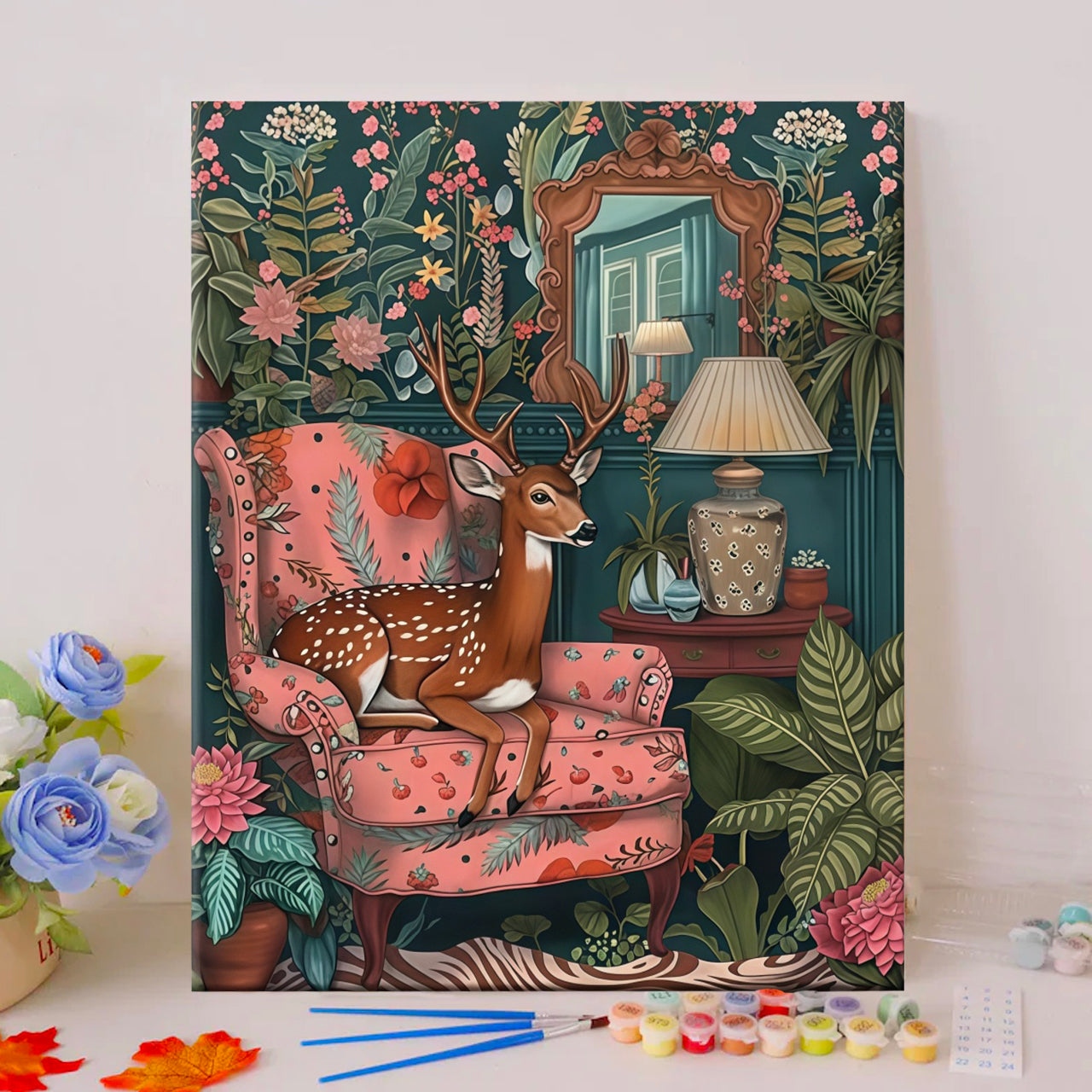 Deer’s Charming Floral Armchair Nook