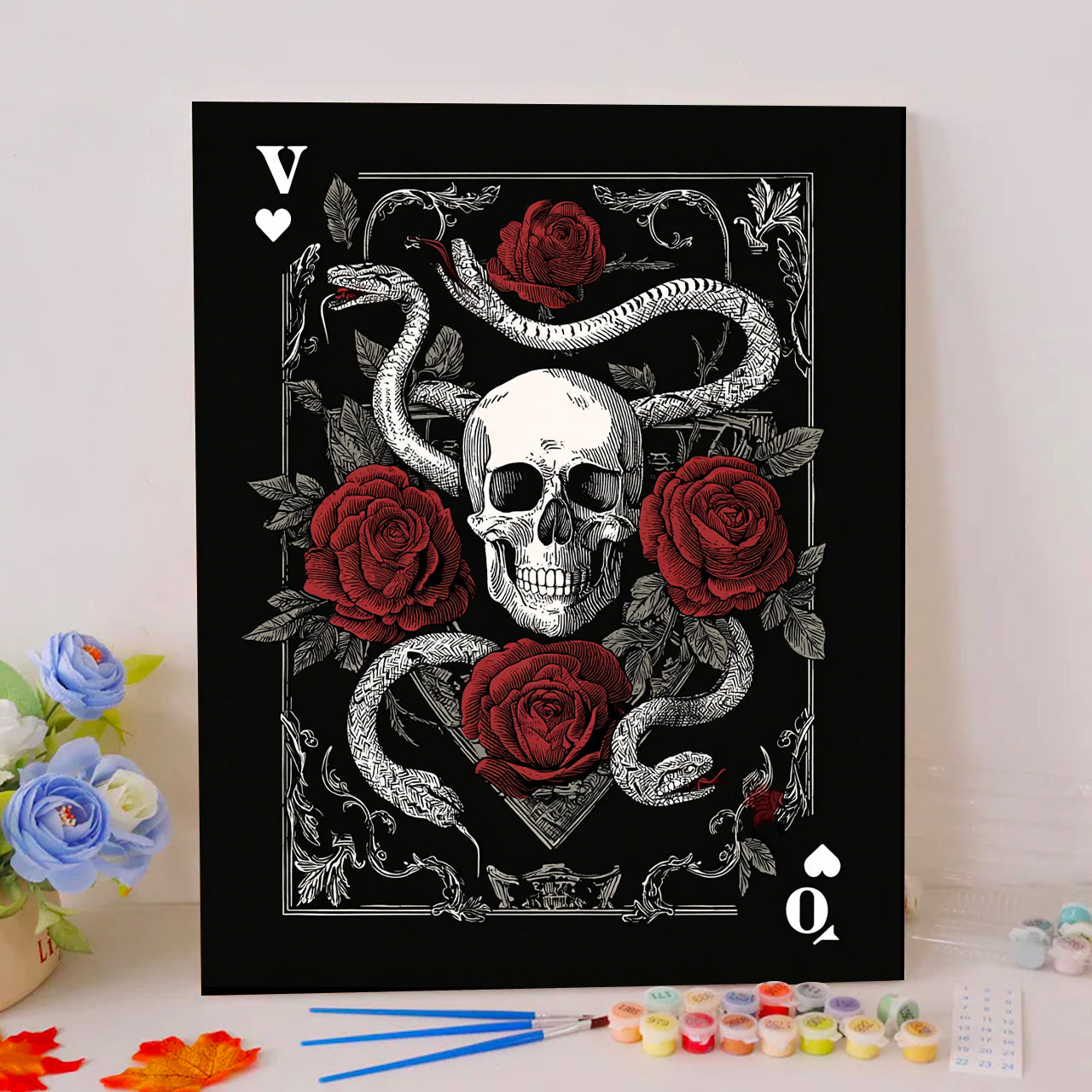 Skull with Serpents and Roses
