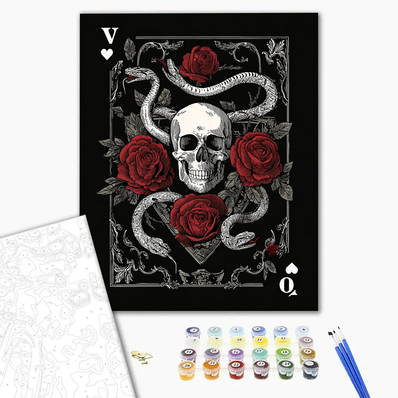 Skull with Serpents and Roses