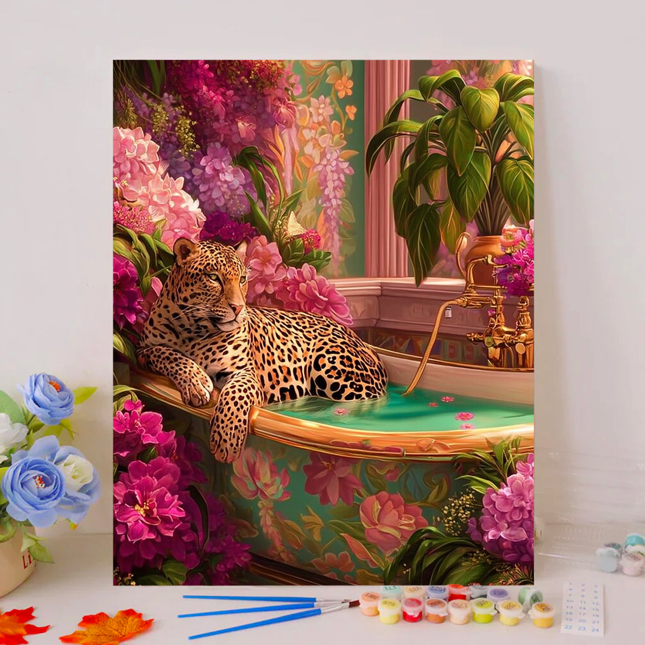 Leopard's Floral Bath