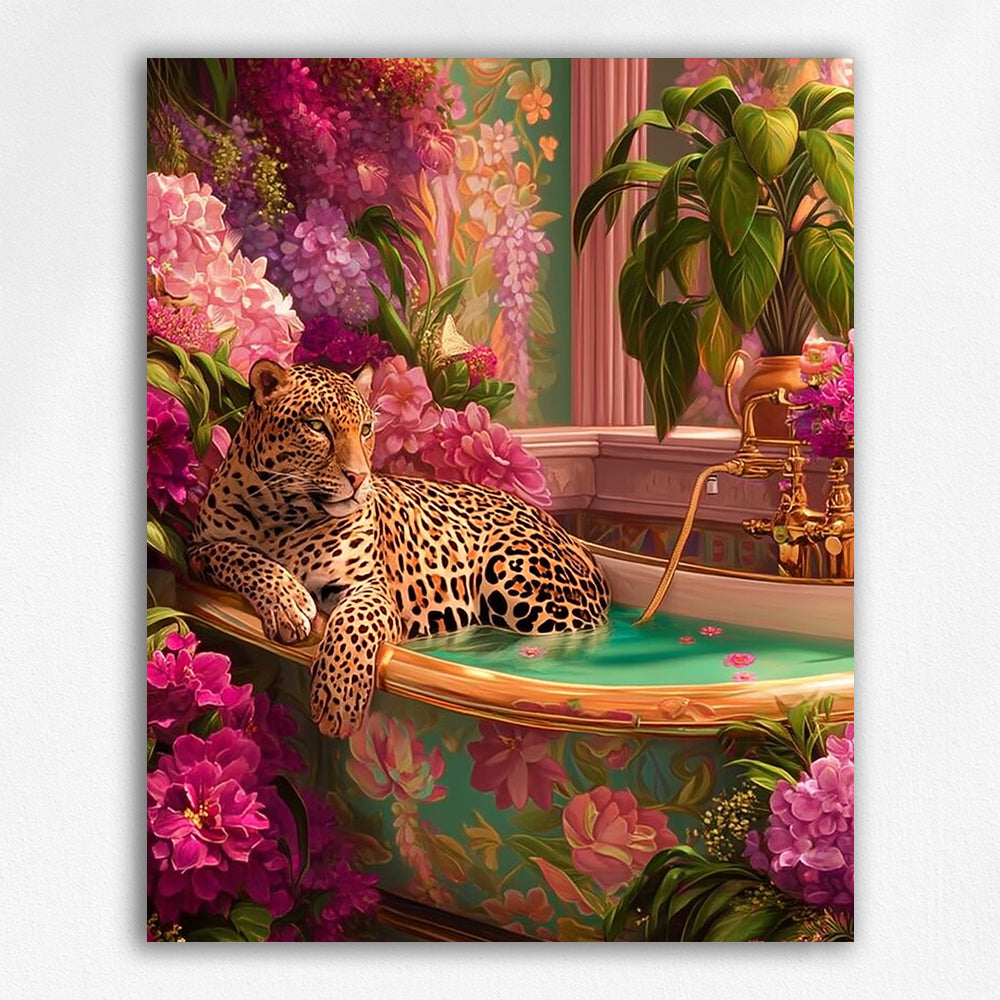 Leopard's Floral Bath