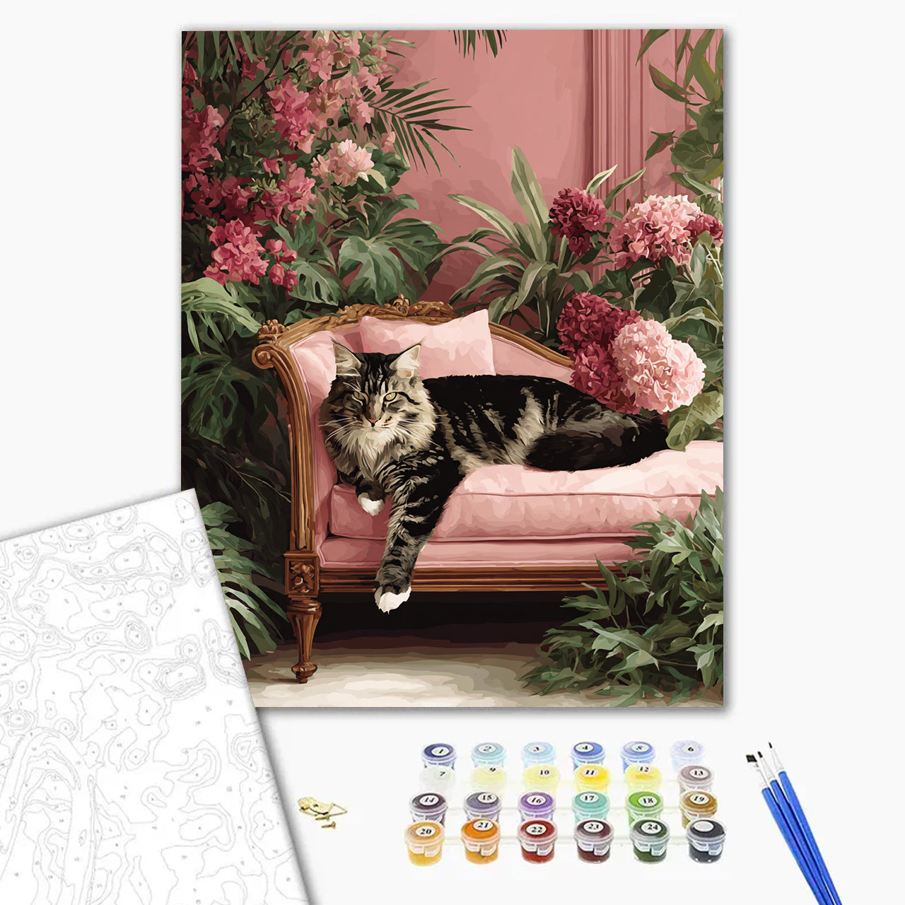 Feline Elegance Amidst Floral Splendor