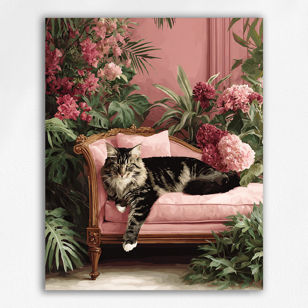 Feline Elegance Amidst Floral Splendor
