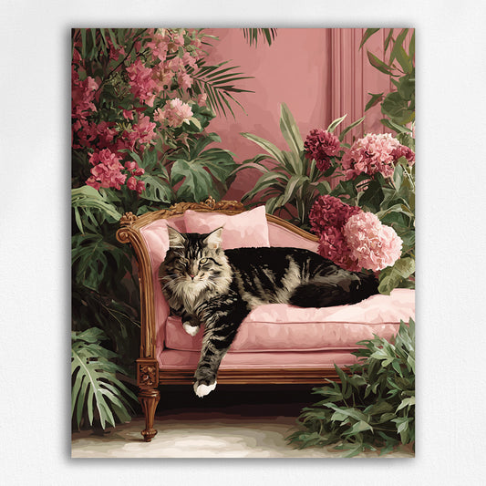 Feline Elegance Amidst Floral Splendor