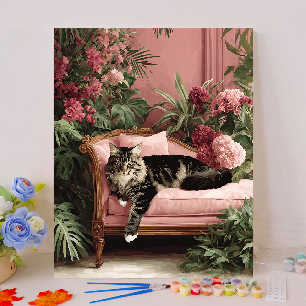 Feline Elegance Amidst Floral Splendor