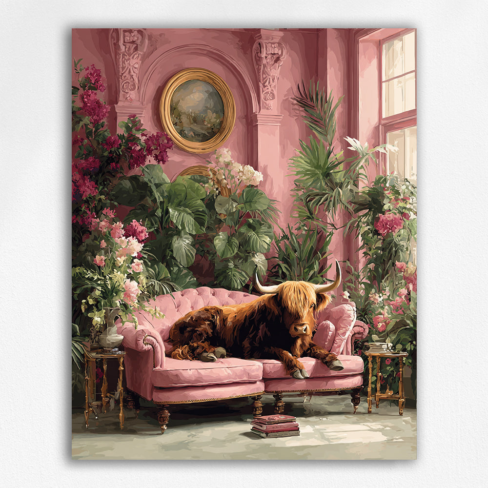 The Pink - sofa Highland Cow