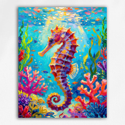 Majestic Colorful Seahorse Art