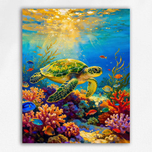 Green Sea Turtle in Tropical Reef