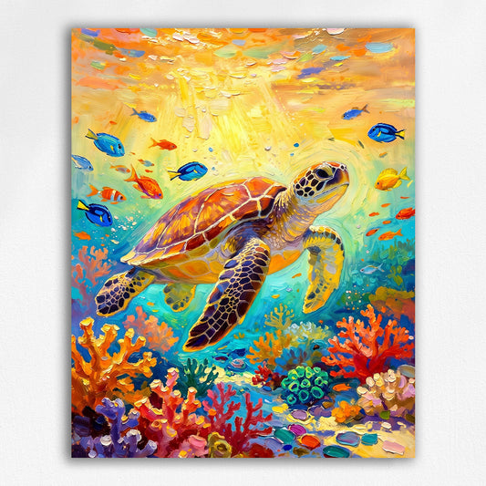 Sea Turtle and Blue Tang Fish