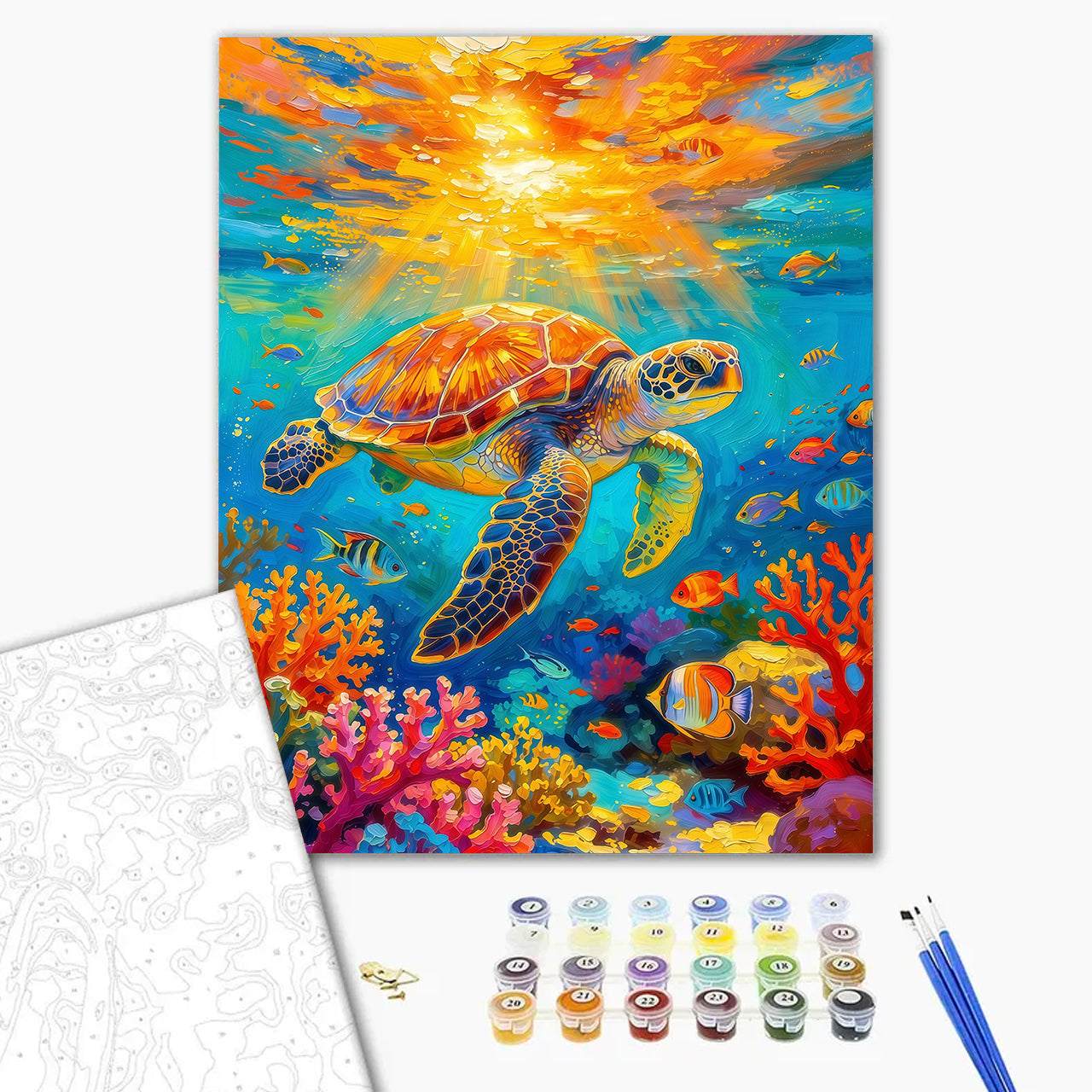 Golden Sunbeams and Sea Turtle