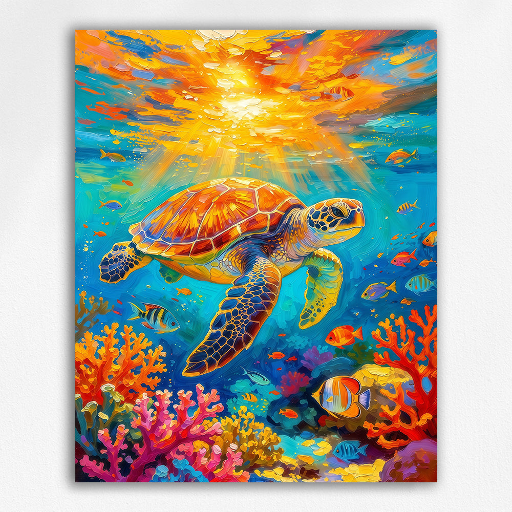 Golden Sunbeams and Sea Turtle