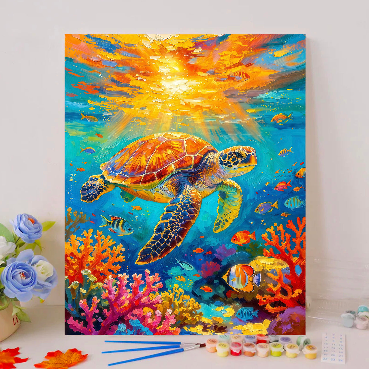 Golden Sunbeams and Sea Turtle