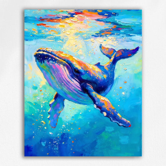 Dreamy Blue Whale in Sunlit Water