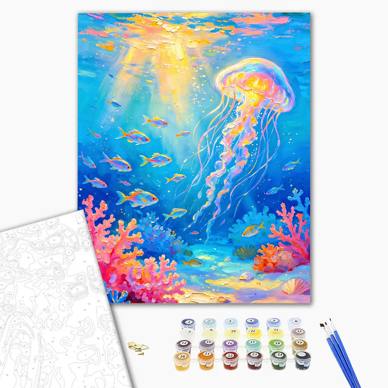 Glowing Jellyfish and Coral Garden