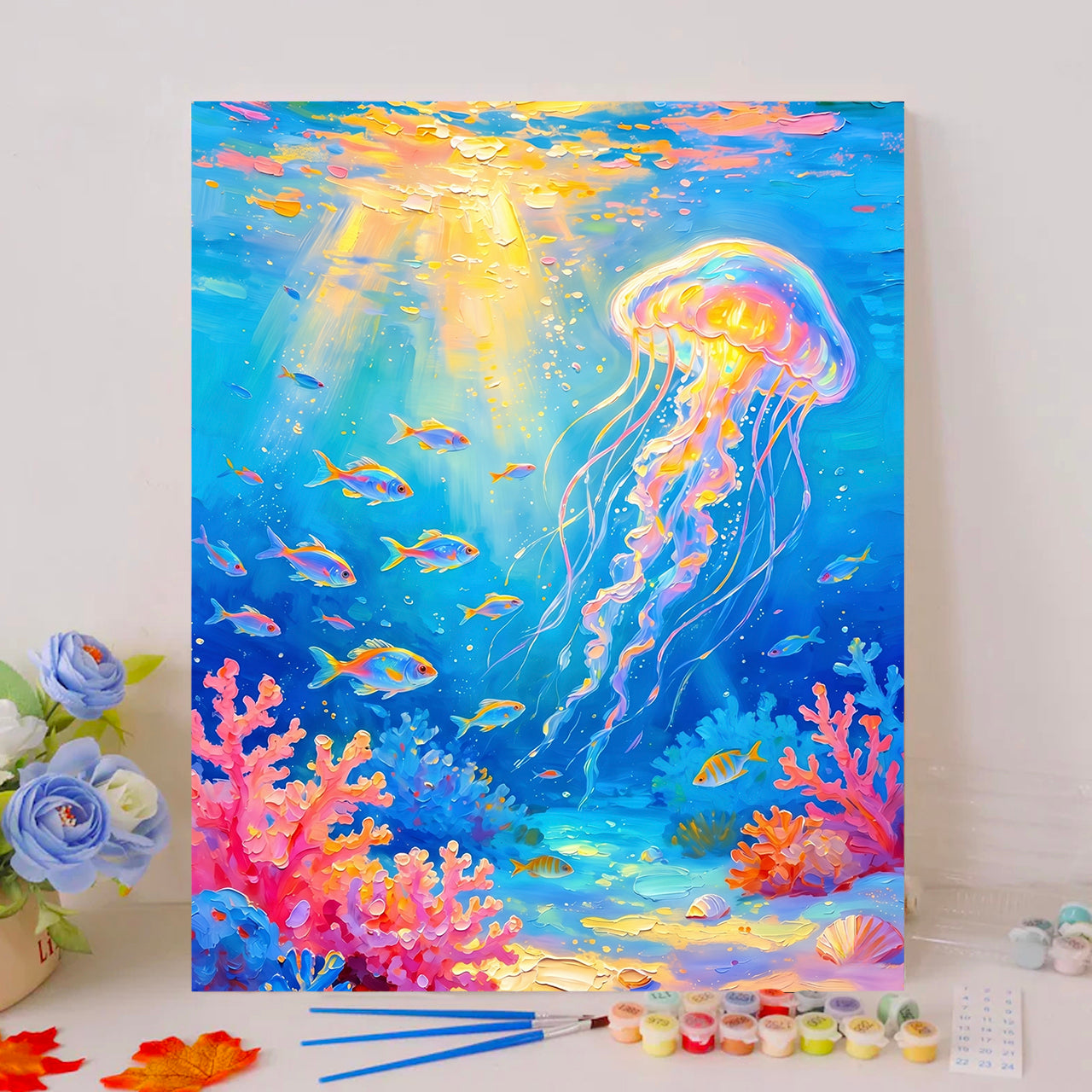 Glowing Jellyfish and Coral Garden