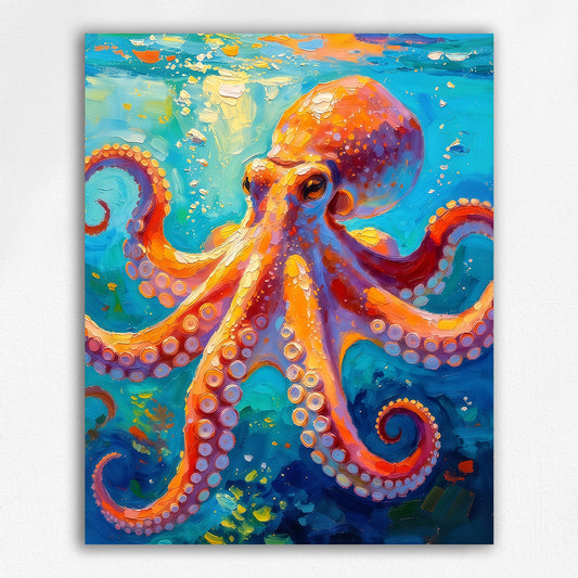 Abstract Orange Octopus Impression