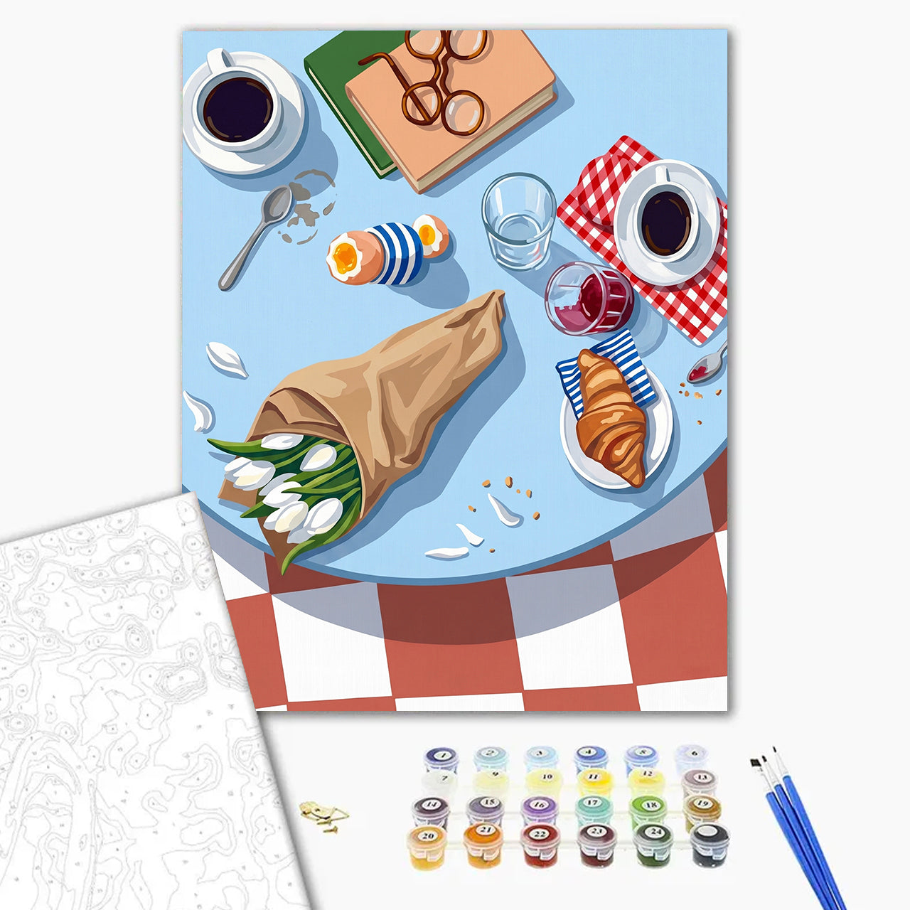 Breakfast Table with White Tulips