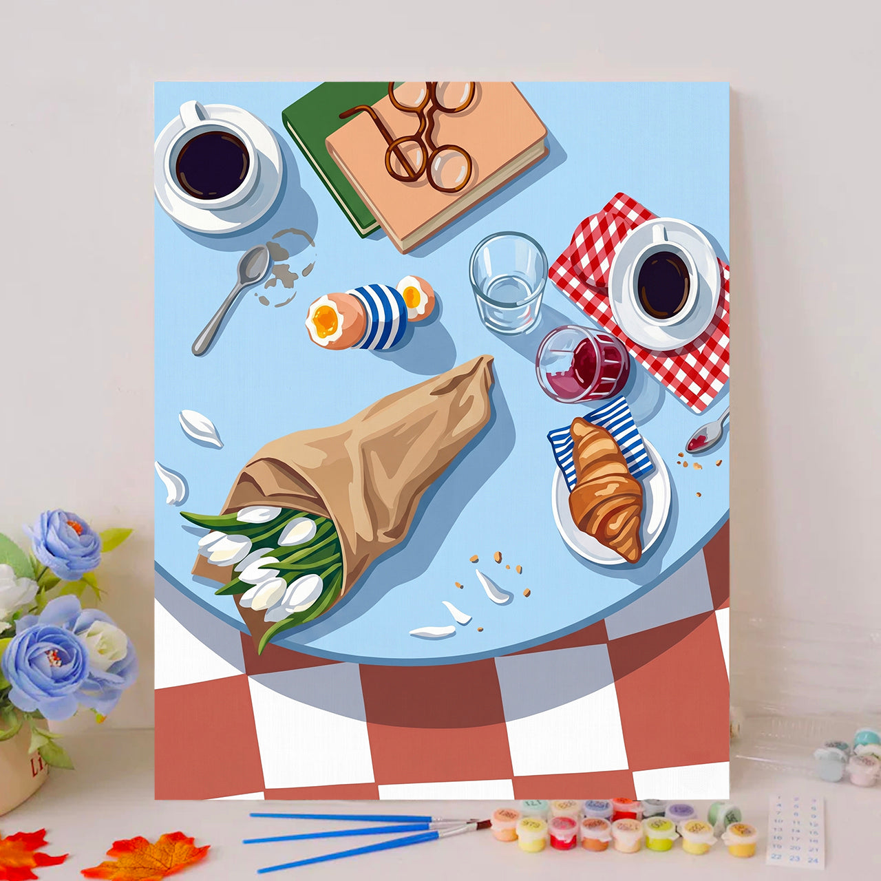 Breakfast Table with White Tulips