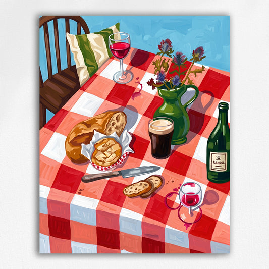 Rustic Picnic with Bread and Wine