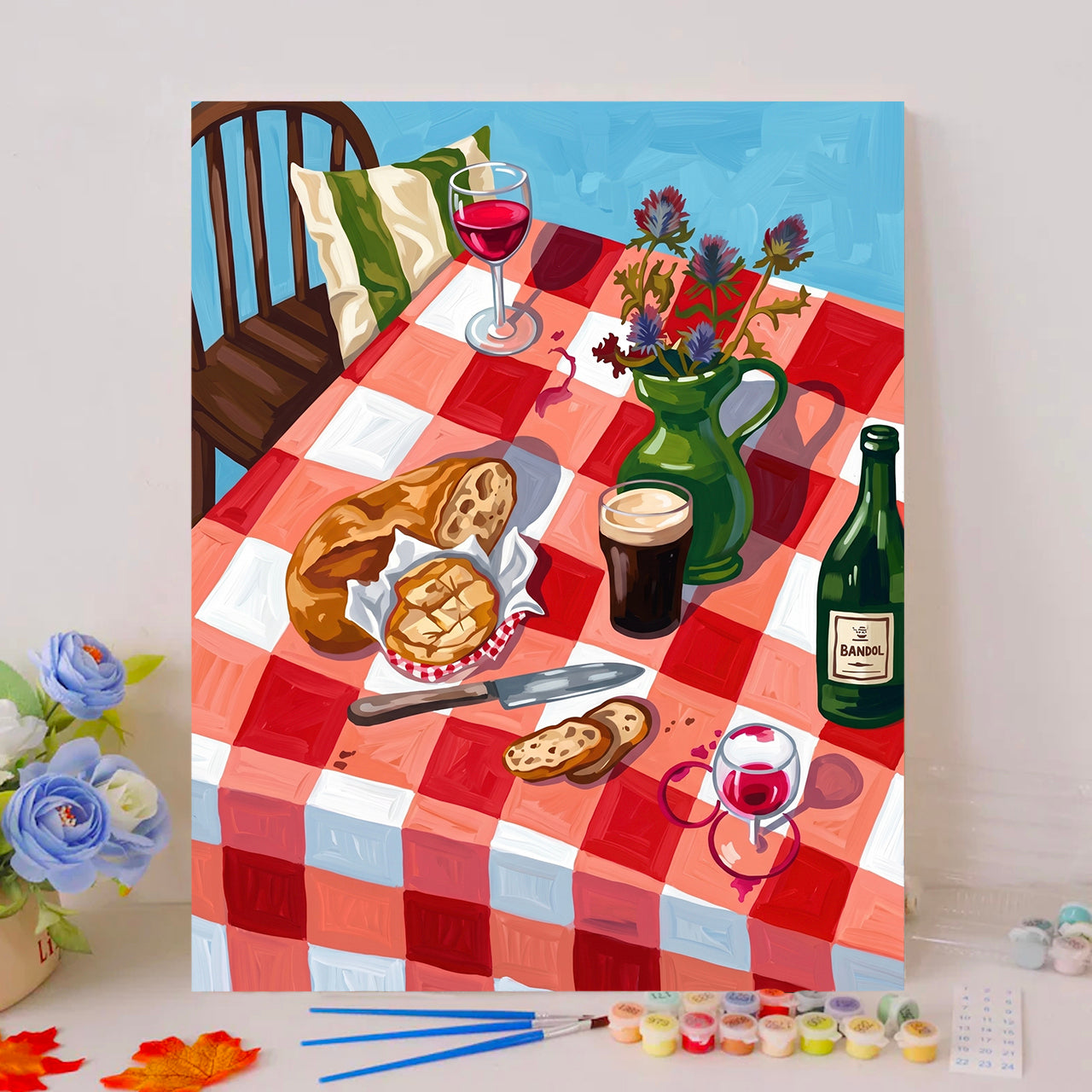 Rustic Picnic with Bread and Wine