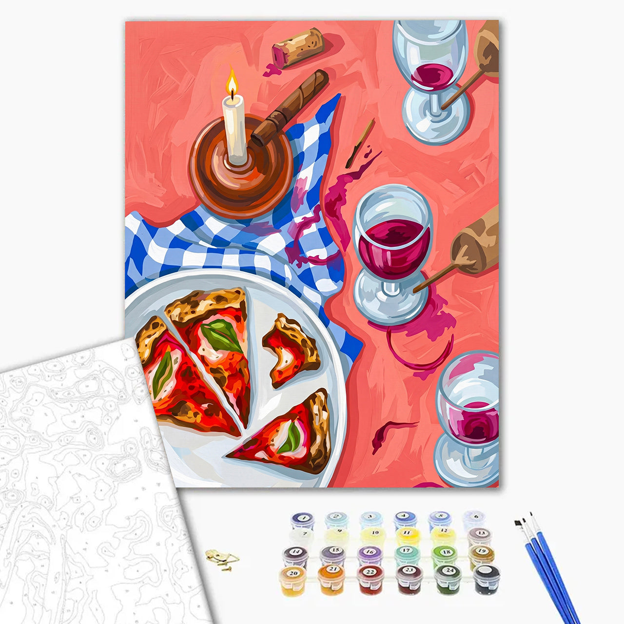 Pizza Slices and Red Wine
