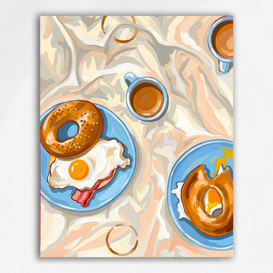 Bagel and Egg Breakfast in Bed