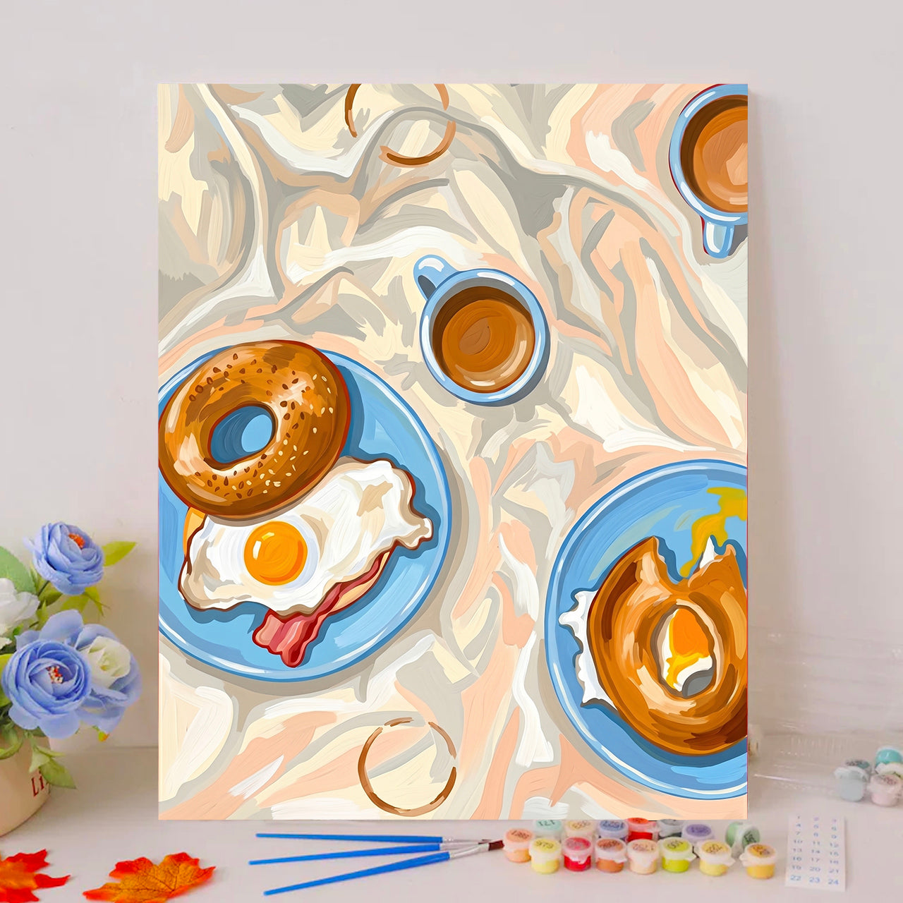 Bagel and Egg Breakfast in Bed