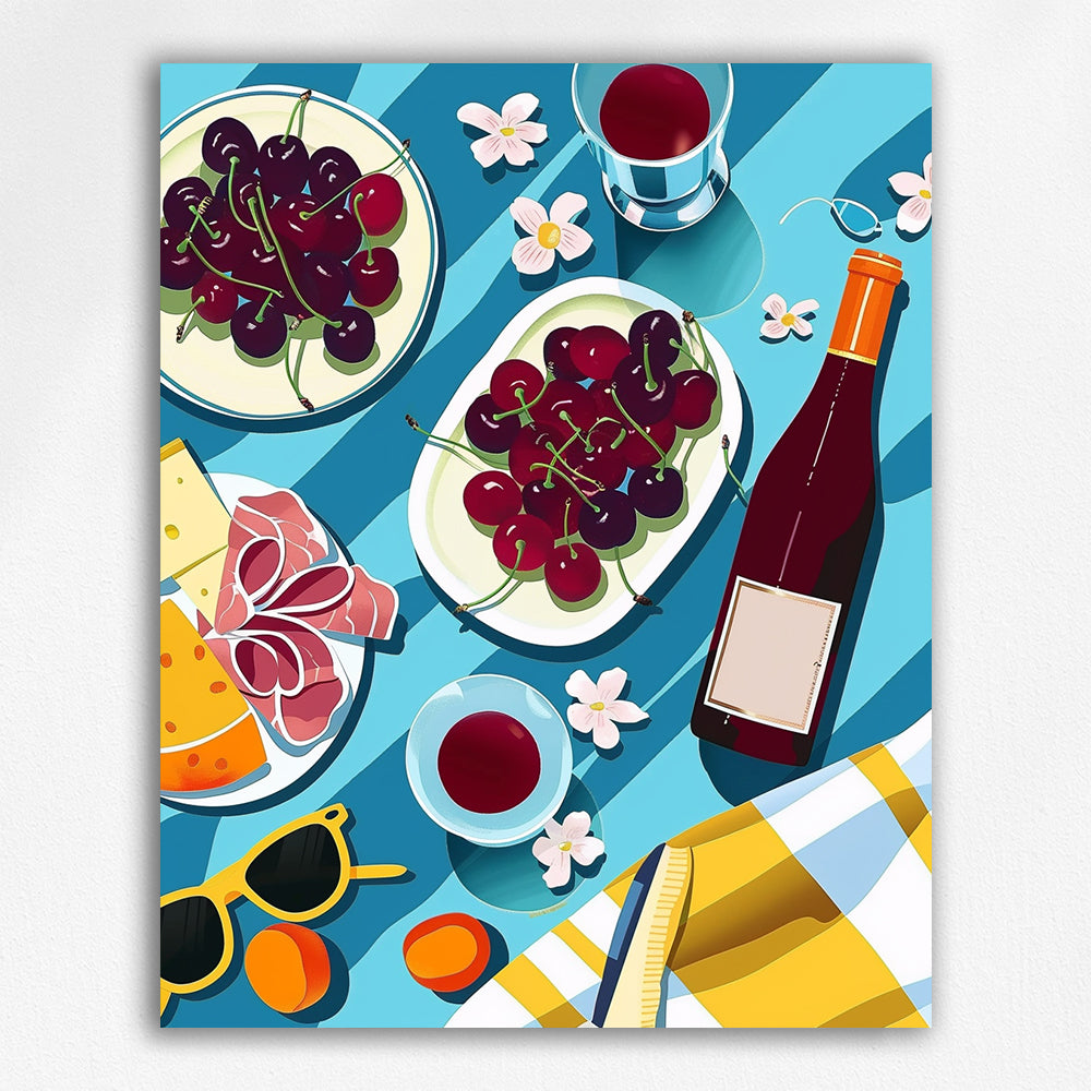 Coastal Mediterranean Charcuterie and Cherry Picnic