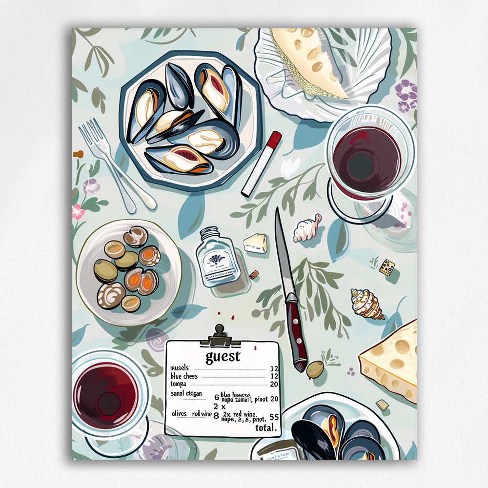 Coastal Mediterranean Seafood and Wine Table