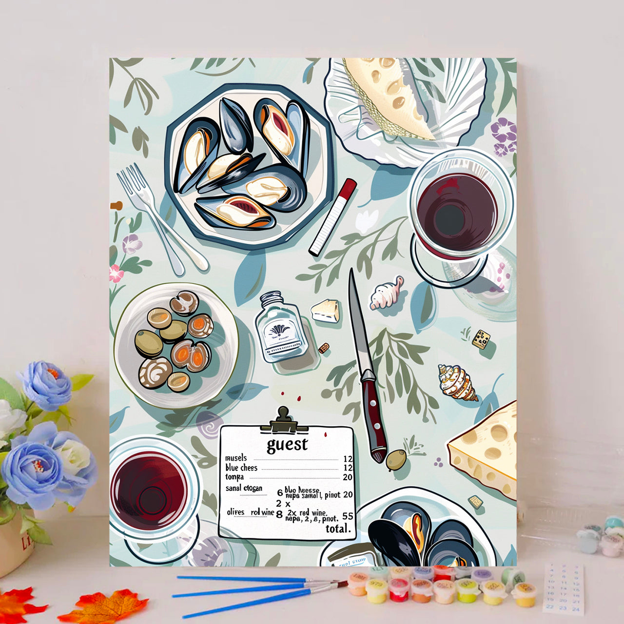 Coastal Mediterranean Seafood and Wine Table
