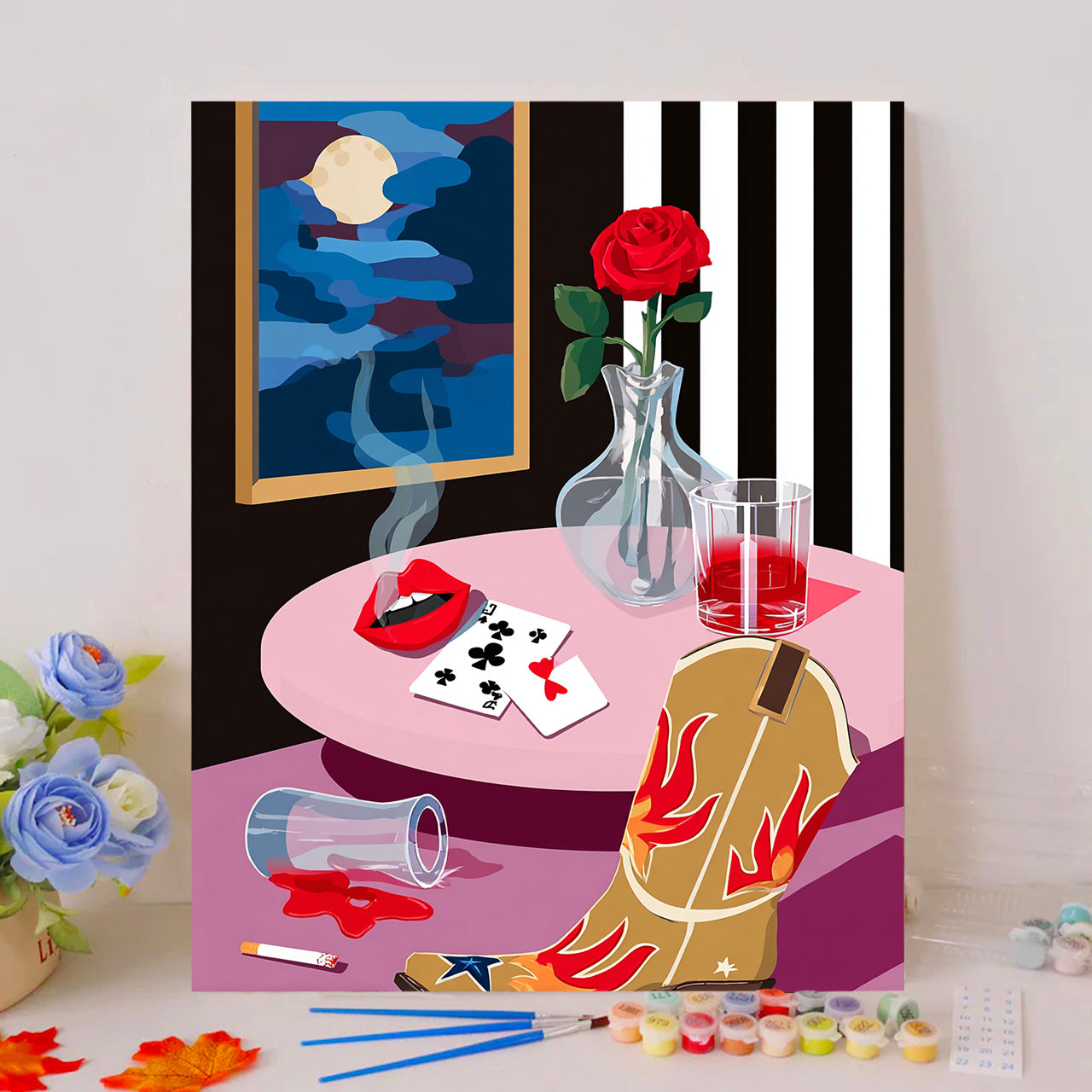 Eclectic Western Cowboy Boot and Poker Cards