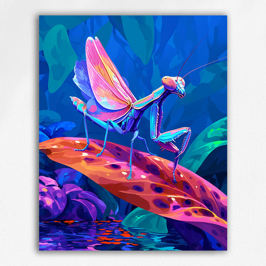 Colorful Praying Mantis Leaf