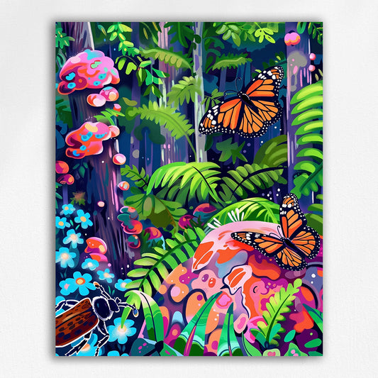 Butterfly Beetle Forest Mushroom