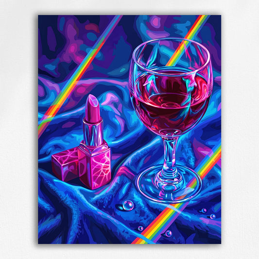 Lipstick and Wine under Prismatic Light