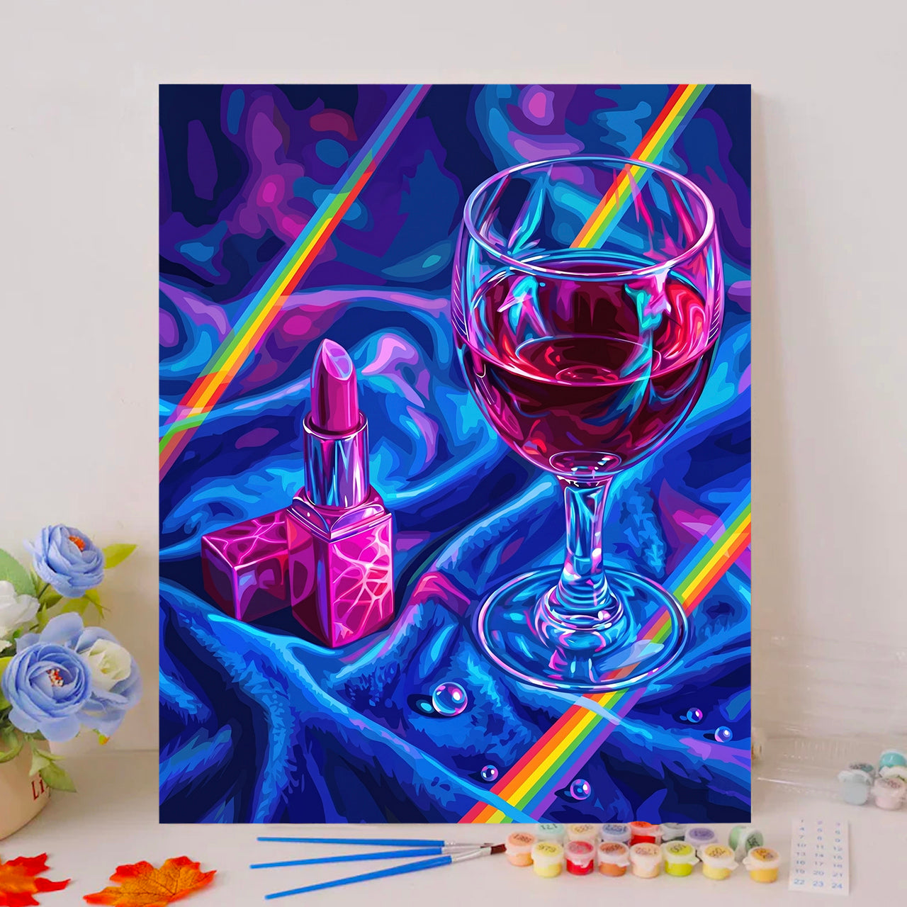 Lipstick and Wine under Prismatic Light