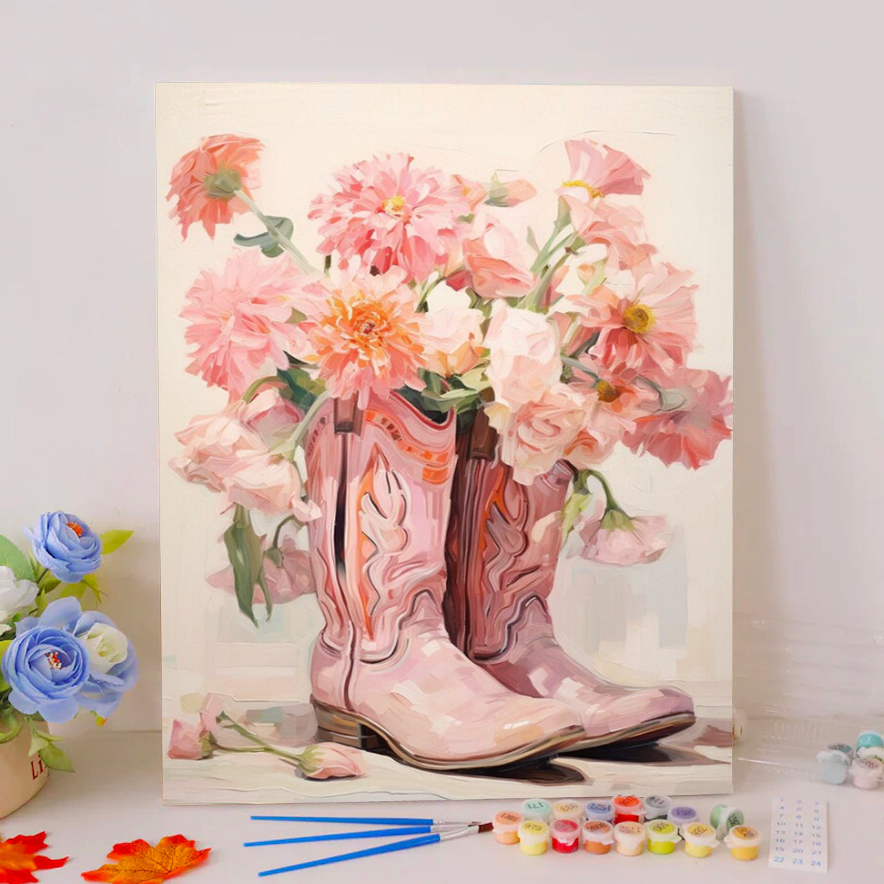 Peach Dahlia Cowgirl Boots
