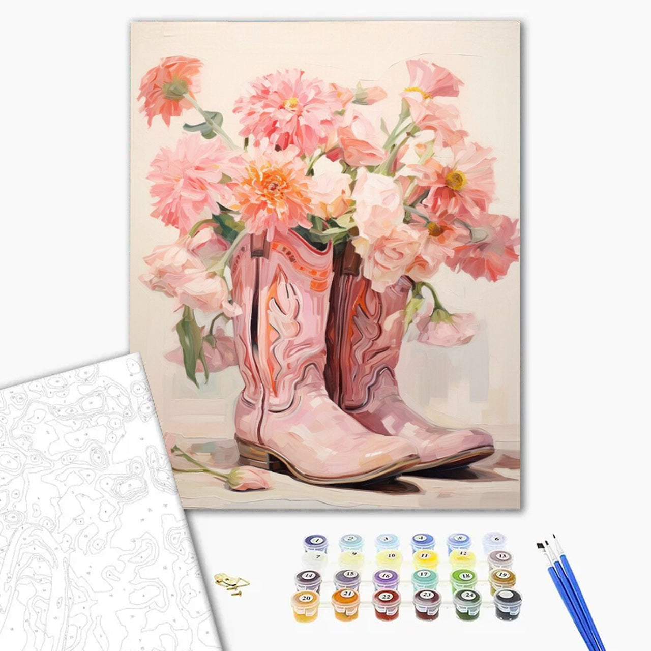 Peach Dahlia Cowgirl Boots