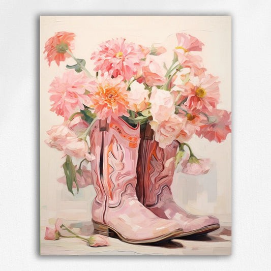 Peach Dahlia Cowgirl Boots