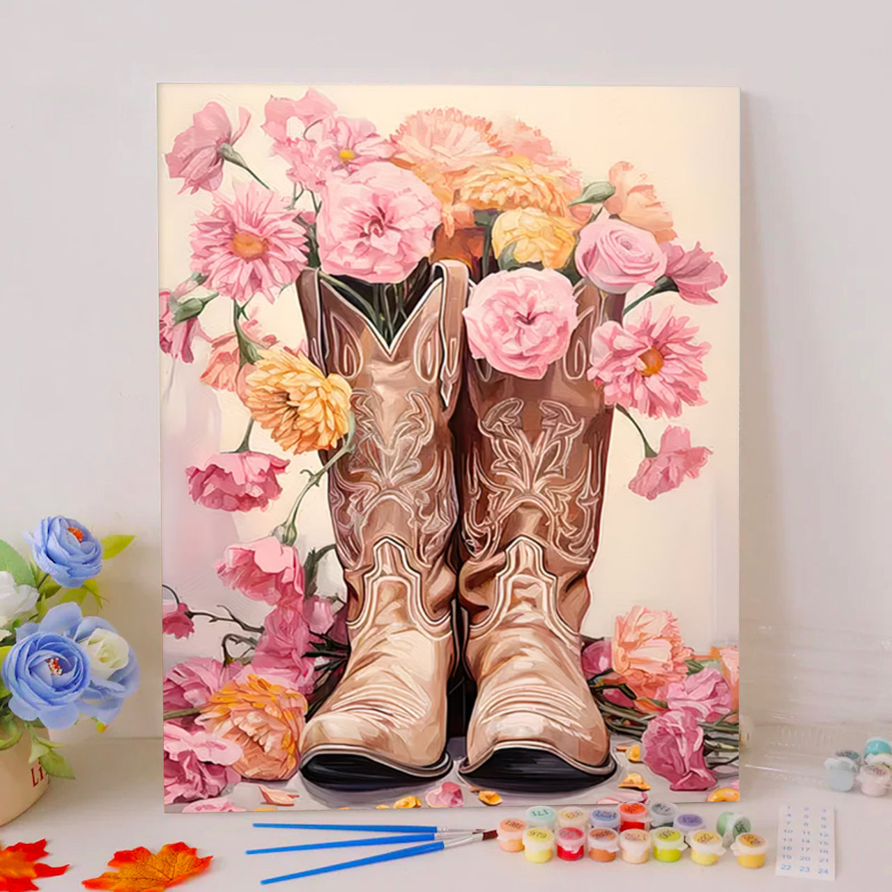 Vintage Boots & Blush Blooms