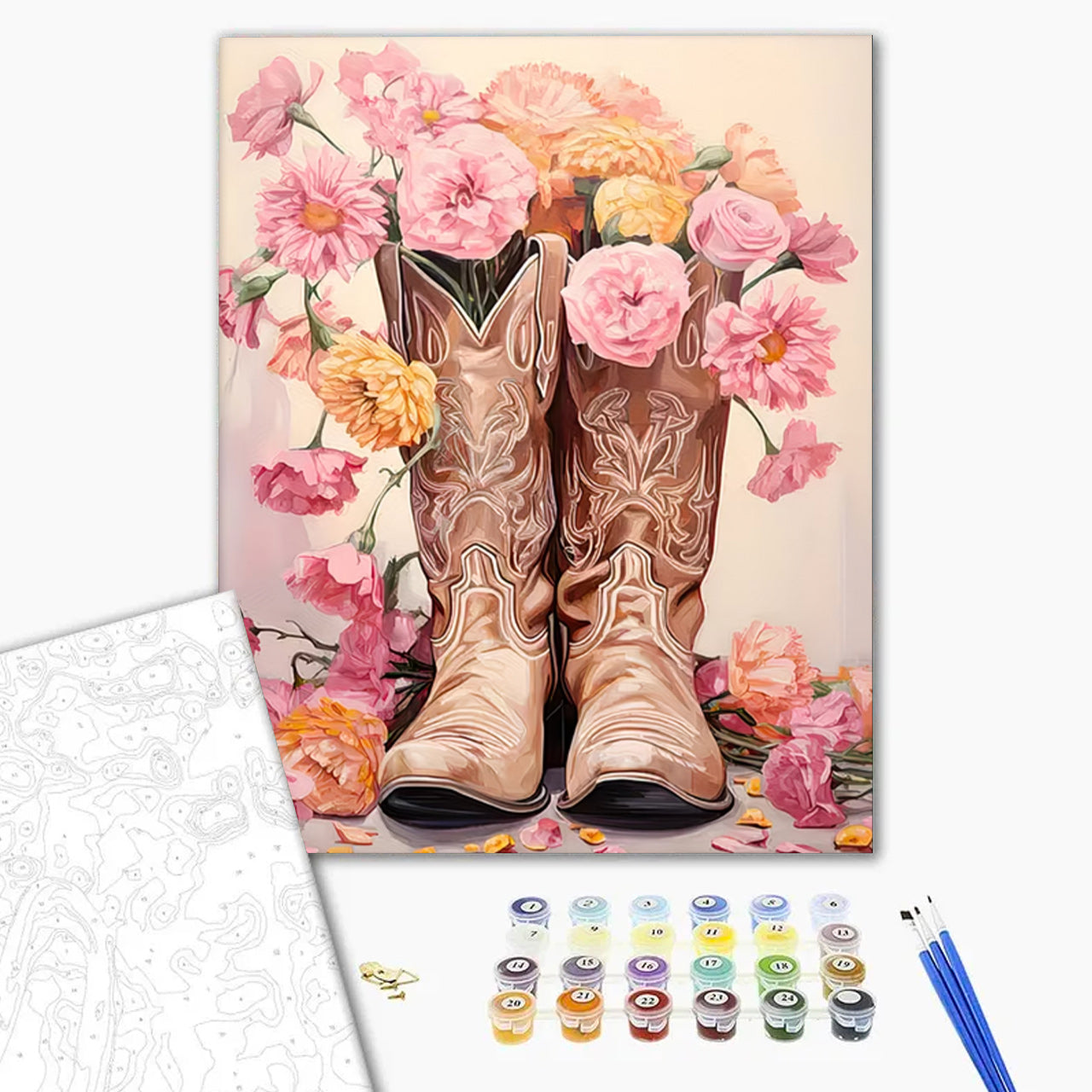 Vintage Boots & Blush Blooms