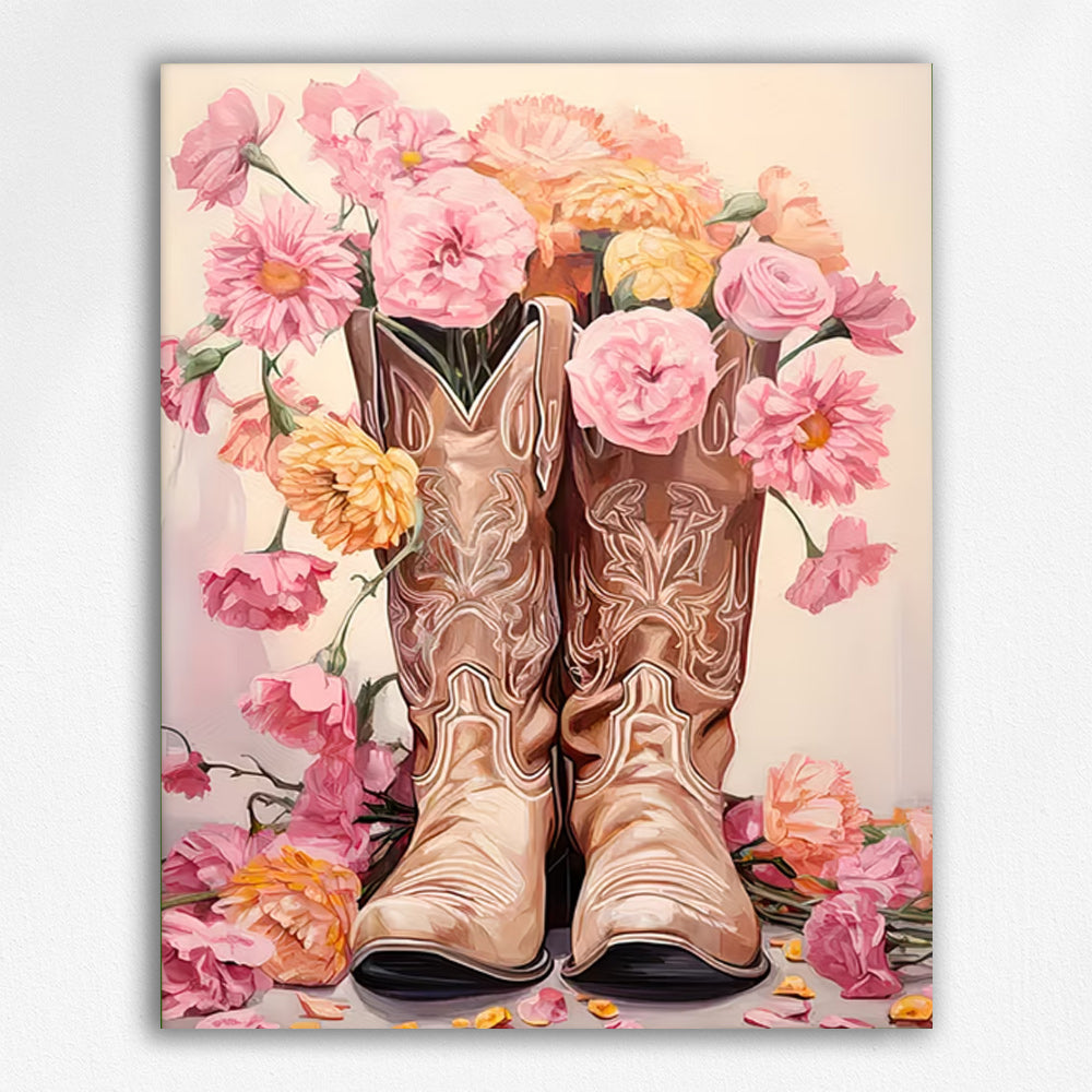 Vintage Boots & Blush Blooms