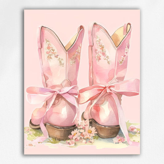 Pink Ribbon Cowgirl Boots