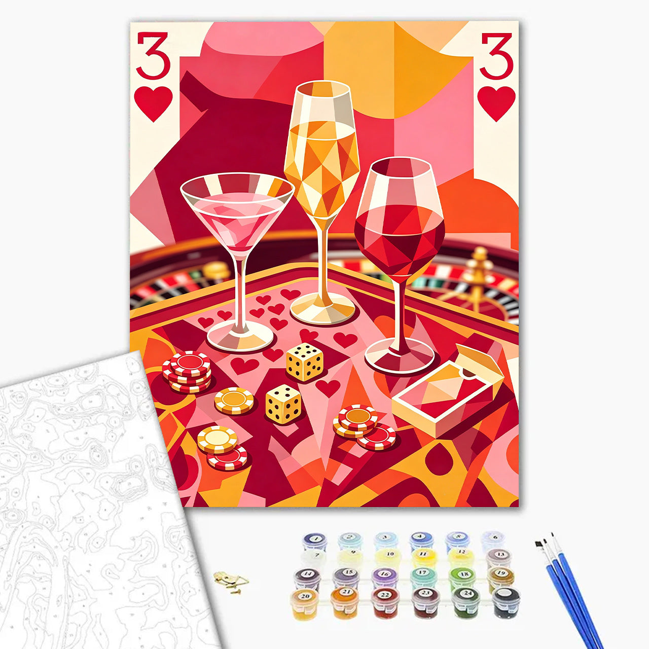 Gilded Three of Hearts