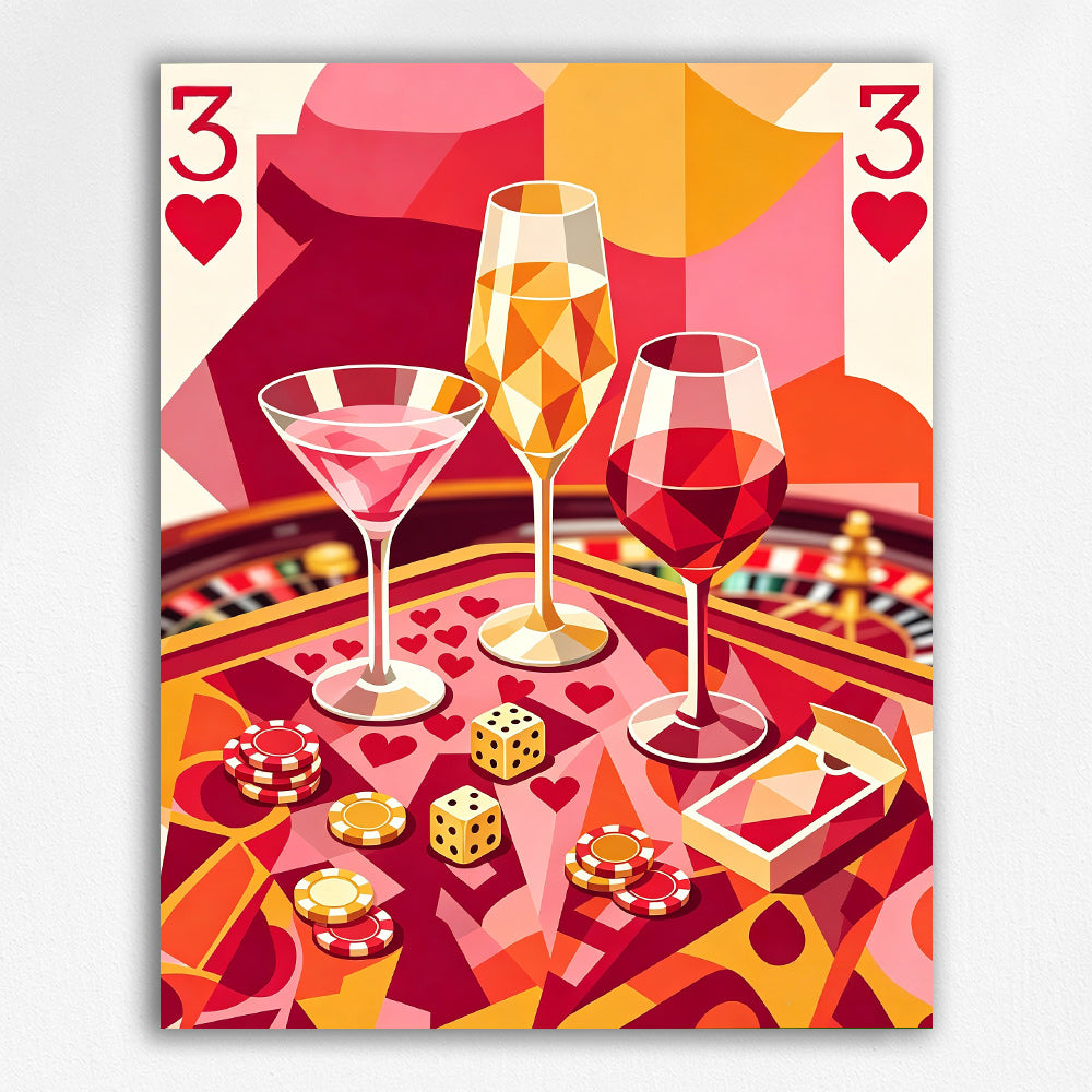 Gilded Three of Hearts